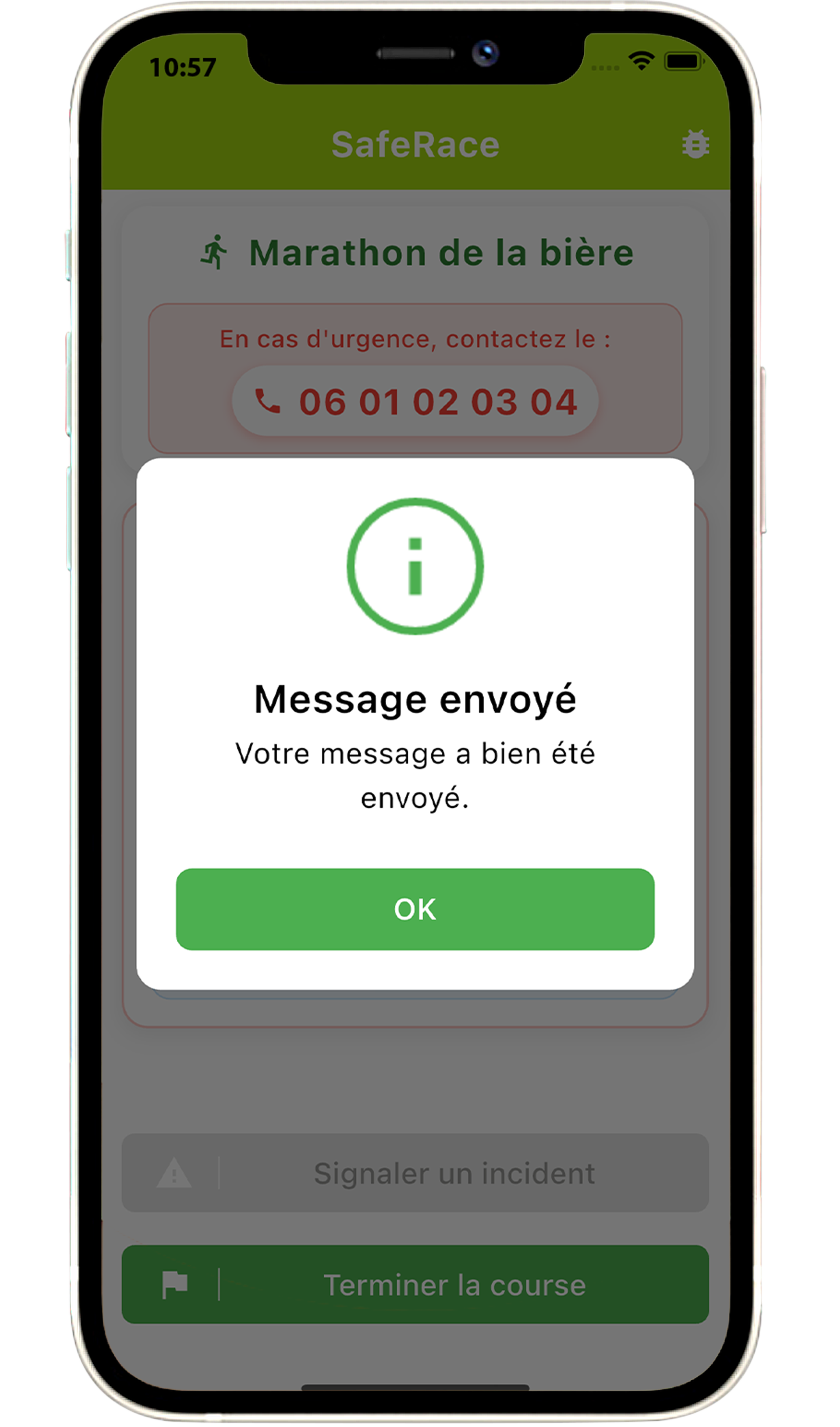 Écran d'alerte reçue